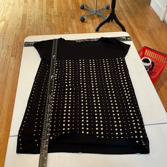 ADRIENNE VITTADINI LARGE black gold studded lightweight knit sleeveless