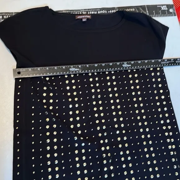 ADRIENNE VITTADINI LARGE black gold studded lightweight knit sleeveless