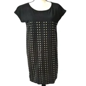 ADRIENNE VITTADINI LARGE black gold studded lightweight knit sleeveless