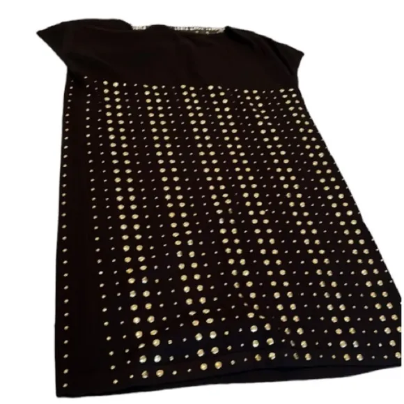 ADRIENNE VITTADINI LARGE black gold studded lightweight knit sleeveless