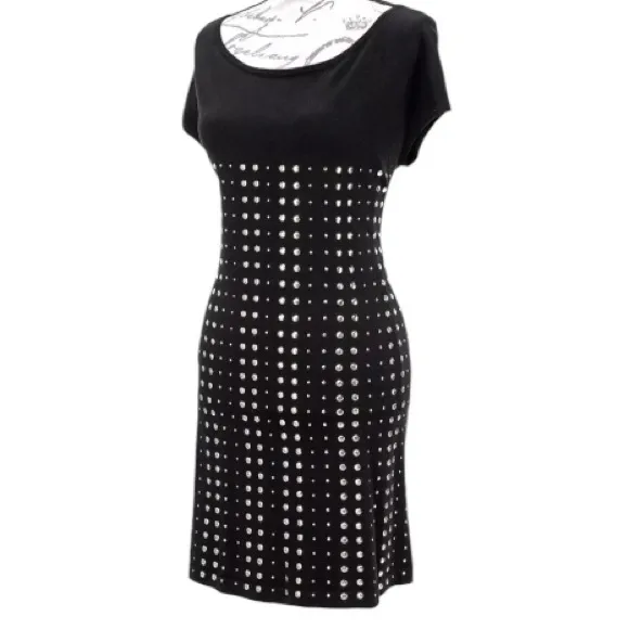 ADRIENNE VITTADINI LARGE black gold studded lightweight knit sleeveless