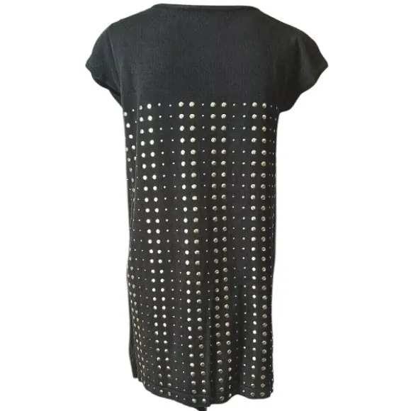 ADRIENNE VITTADINI LARGE black gold studded lightweight knit sleeveless