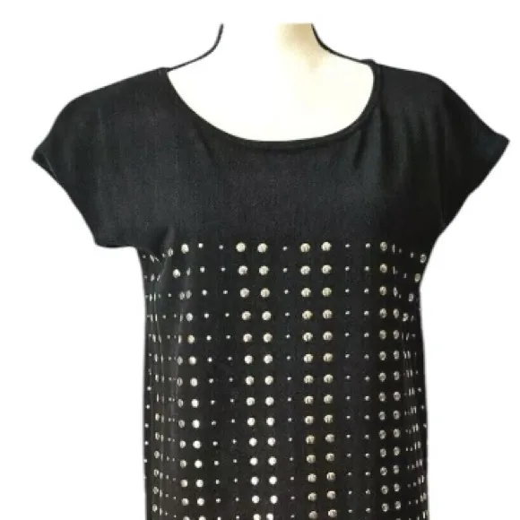 ADRIENNE VITTADINI LARGE black gold studded lightweight knit sleeveless