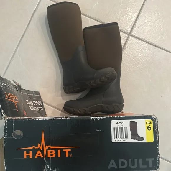 Adult Habit All Weather Rain Snow Brown Boots sz 6 EUC Durable Waterproof EUC