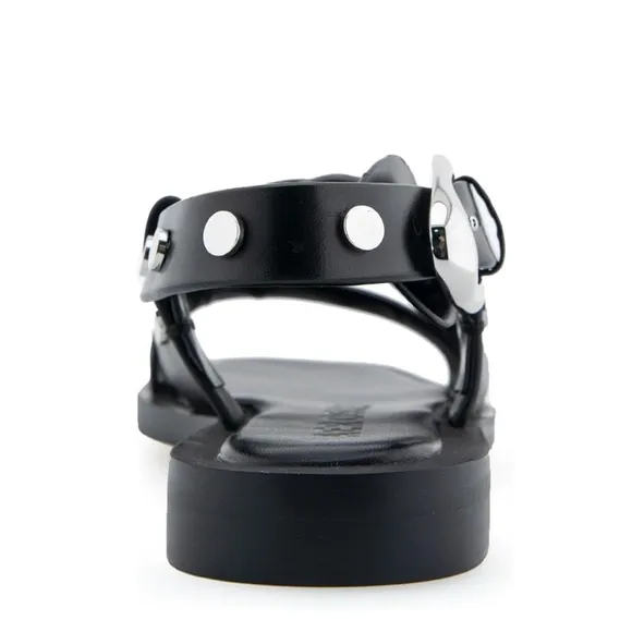 Aerosoles Black Leather Studded Square Toe Strappy Sandals NWT