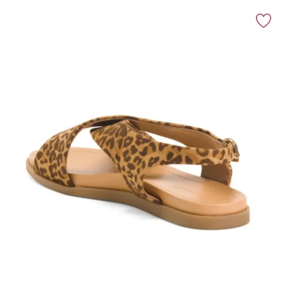 AEROSOLES Natural Leopard Print Cele Flat Sandals Women’s Size 7