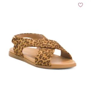 AEROSOLES Natural Leopard Print Cele Flat Sandals Women’s Size 7
