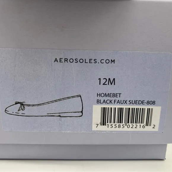 Aerosoles Women's Homebet Ballet Flat Size 12M BLACK Faux Suede