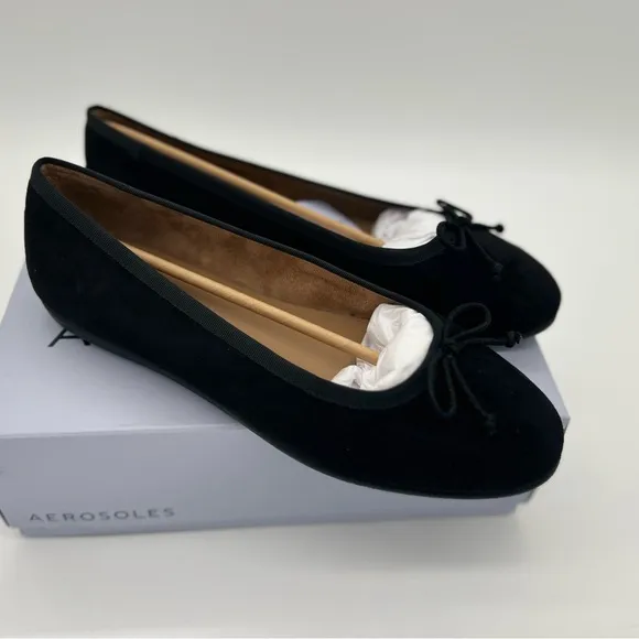 Aerosoles Women's Homebet Ballet Flat Size 12M BLACK Faux Suede