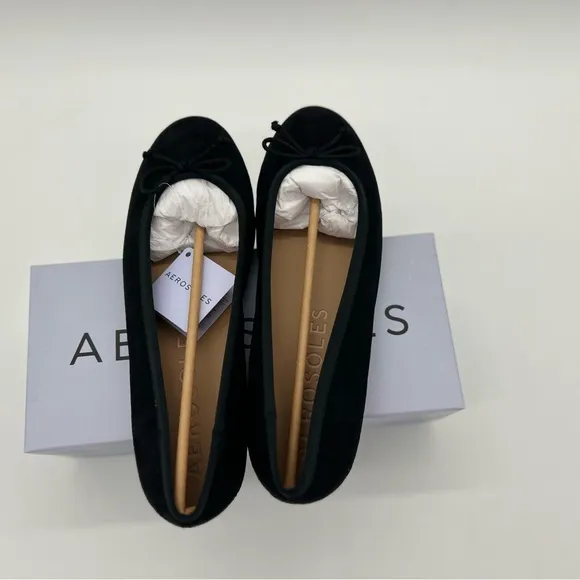 Aerosoles Women's Homebet Ballet Flat Size 12M BLACK Faux Suede