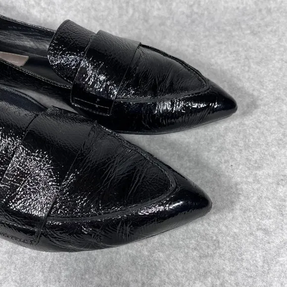 AGL Loafers Womens 11 US Black Patent Leather Pointed Toe Shoe Flats Business