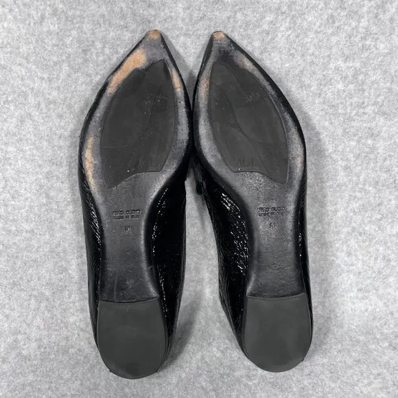 AGL Loafers Womens 11 US Black Patent Leather Pointed Toe Shoe Flats Business