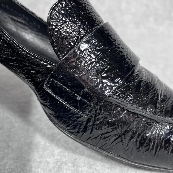 AGL Loafers Womens 11 US Black Patent Leather Pointed Toe Shoe Flats Business