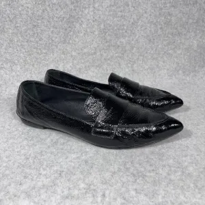 AGL Loafers Womens 11 US Black Patent Leather Pointed Toe Shoe Flats Business
