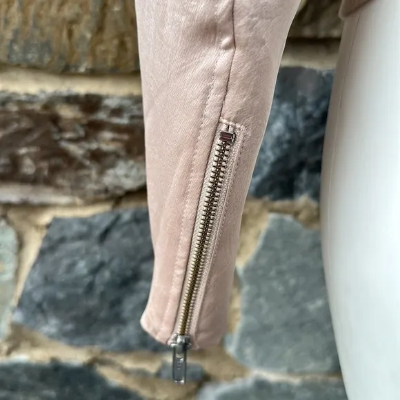 A.L.C. ‘Edison’ Satin Zip Up Bomber Jacket in Champagne/Blush Pink Size XS