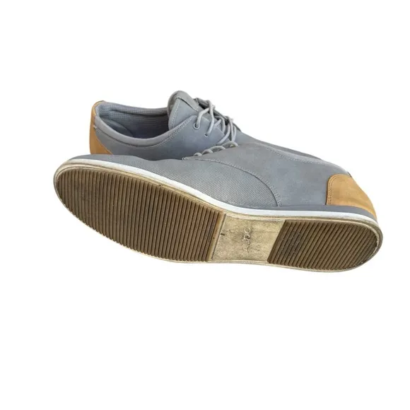 Aldo Shoes Men’s 10.5 Dress Plain Toe Oxford Gray Faux Leather Lace Up Flats