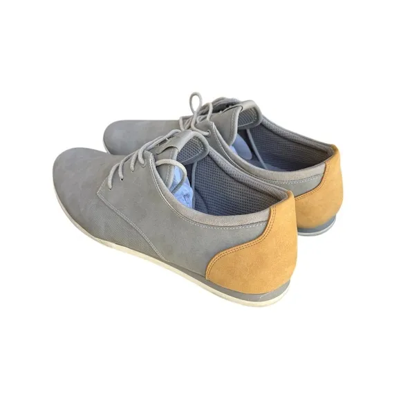 Aldo Shoes Men’s 10.5 Dress Plain Toe Oxford Gray Faux Leather Lace Up Flats
