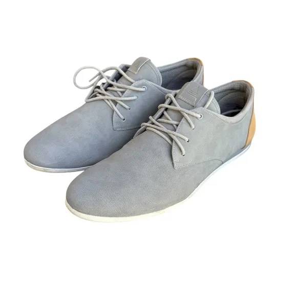 Aldo Shoes Men’s 10.5 Dress Plain Toe Oxford Gray Faux Leather Lace Up Flats