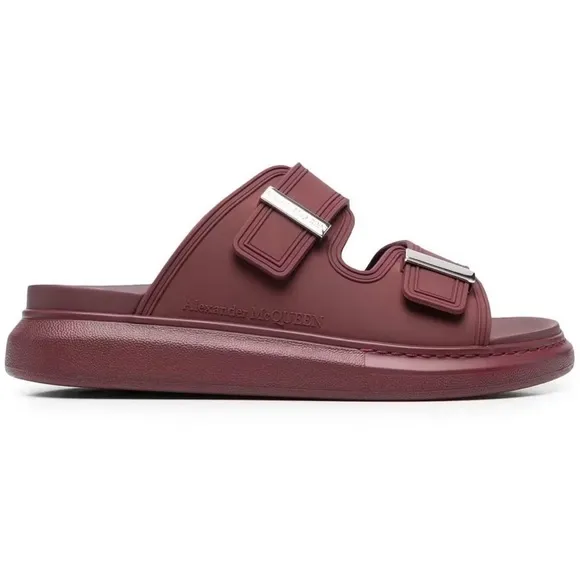 Alexander McQueen Burgundy Slide Sandals