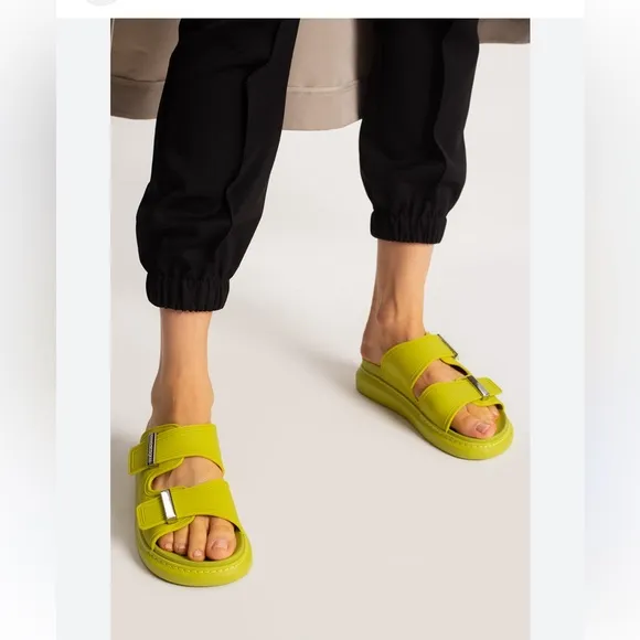 Alexander McQueen Hybrid DoubleBuckle Sandal Lime/Silver size men 43 US 10