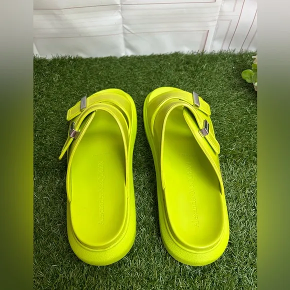 Alexander McQueen Hybrid DoubleBuckle Sandal Lime/Silver size men 43 US 10