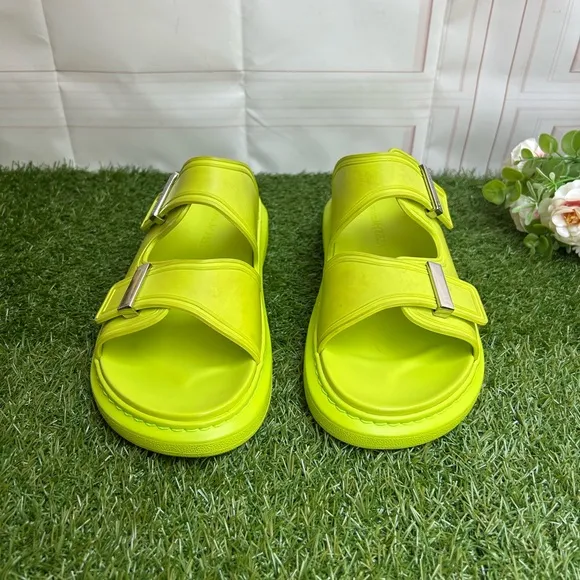 Alexander McQueen Hybrid DoubleBuckle Sandal Lime/Silver size men 43 US 10