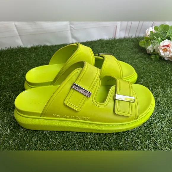 Alexander McQueen Hybrid DoubleBuckle Sandal Lime/Silver size men 43 US 10