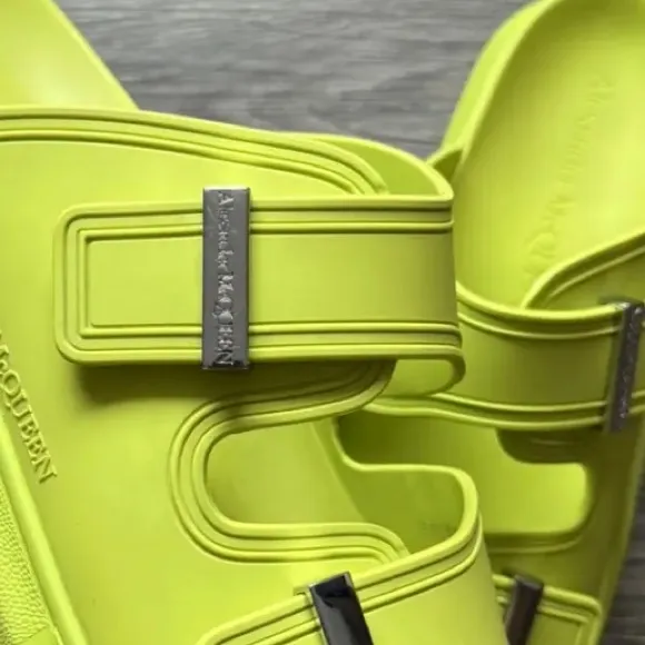 Alexander McQueen Hybrid DoubleBuckle Sandal Lime/Silver size men 43 US 10