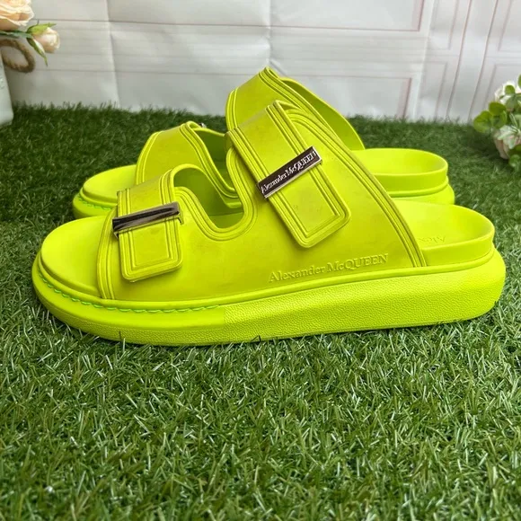 Alexander McQueen Hybrid DoubleBuckle Sandal Lime/Silver size men 43 US 10