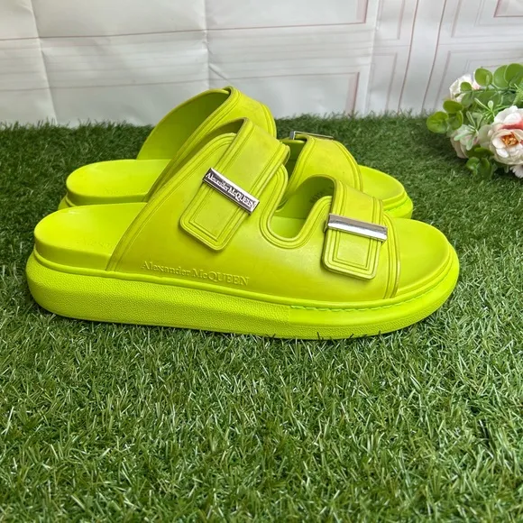 Alexander McQueen Hybrid DoubleBuckle Sandal Lime/Silver size men 43 US 10