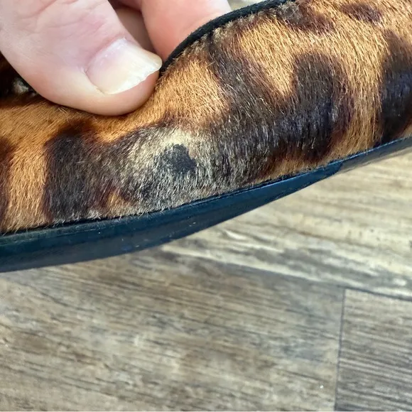 Alexander McQueen leopard fur leather flats 37