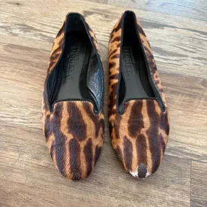 Alexander McQueen leopard fur leather flats 37