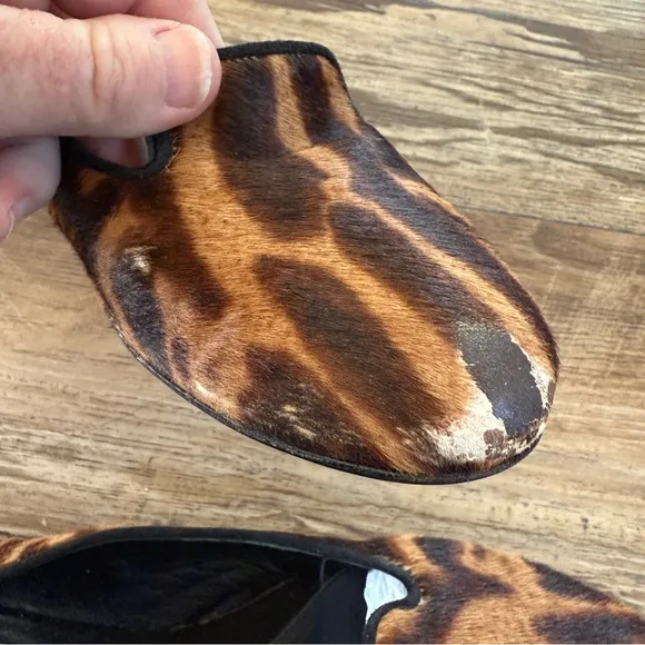 Alexander McQueen leopard fur leather flats 37