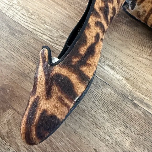 Alexander McQueen leopard fur leather flats 37