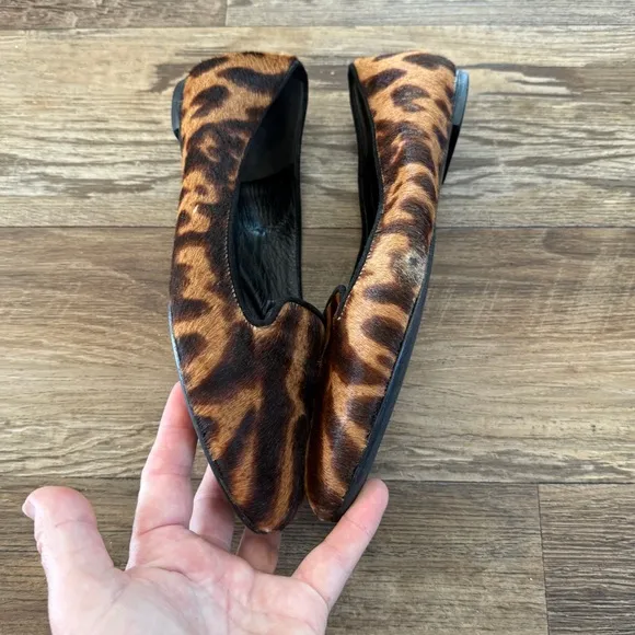 Alexander McQueen leopard fur leather flats 37