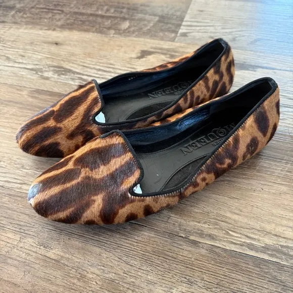 Alexander McQueen leopard fur leather flats 37