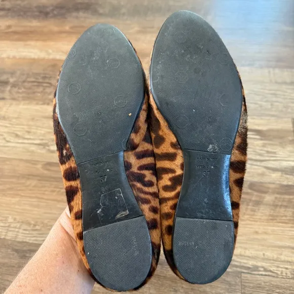 Alexander McQueen leopard fur leather flats 37