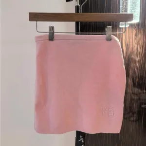 Alexander Wang - Pink Knit Logo Mini Skirt - S | Retail Price: $395