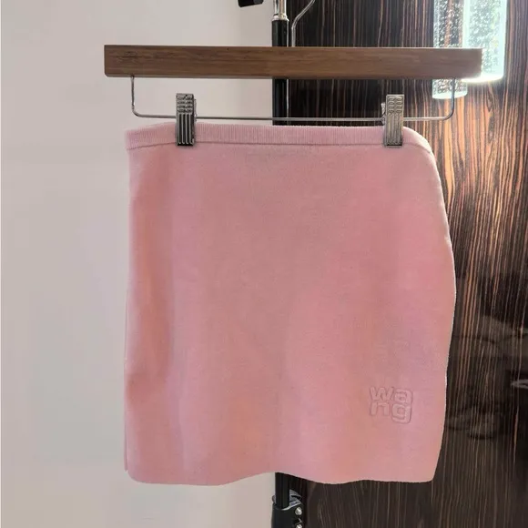 Alexander Wang - Pink Knit Logo Mini Skirt - S | Retail Price: $395