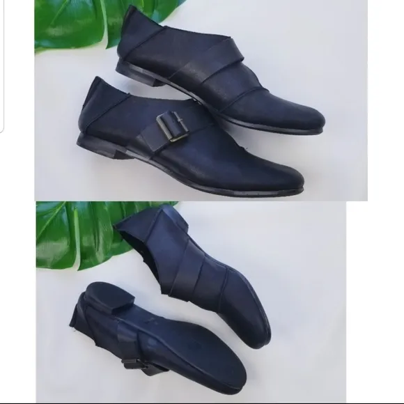 ALL BLACK FOOTWEAR EUC! Genuine Leather Loafers Sz 7