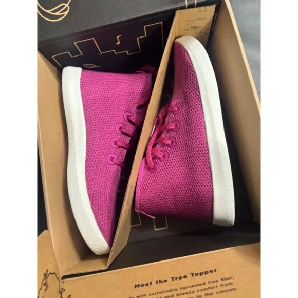 Allbird NIB Tree Topper Knit High Top Sneakers in Pink Size 7