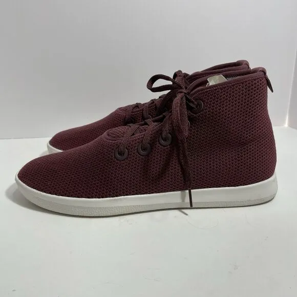 Allbirds Tree Toppers High Top Sneakers TT Men’s US 12 Burgundy Red Knit Lace Up