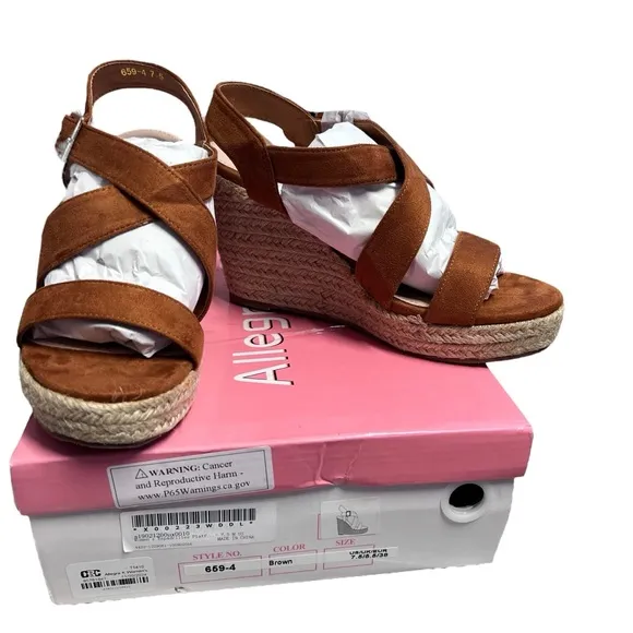 Allegra K NIB Women’s Brown Suede Espadrille Wedge Sandals  Sz. 7.5