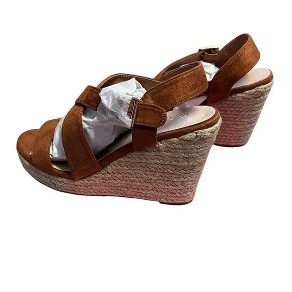 Allegra K NIB Women’s Brown Suede Espadrille Wedge Sandals  Sz. 7.5