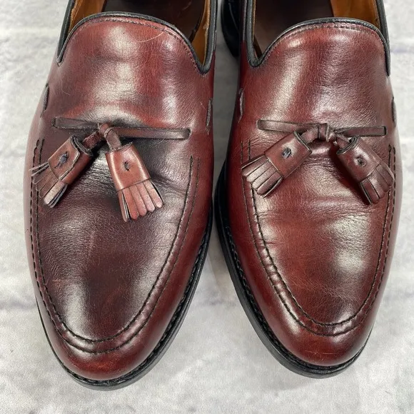 ALLEN EDMONDS Grayson Men's 10 D 8227 Merlot Burnished Calf Tassel Dress Loafers