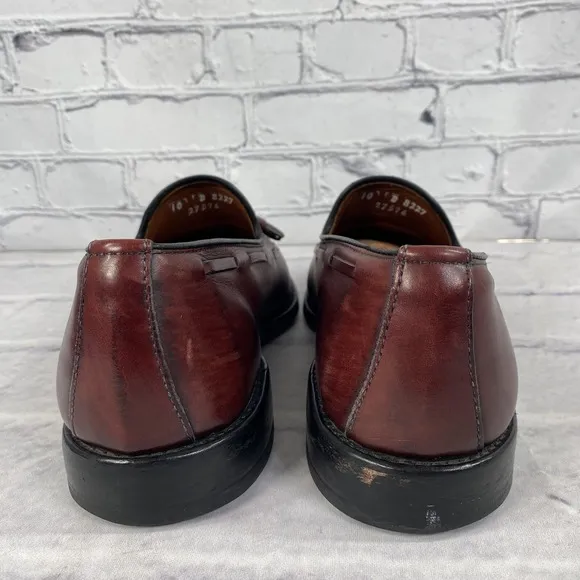 ALLEN EDMONDS Grayson Men's 10 D 8227 Merlot Burnished Calf Tassel Dress Loafers