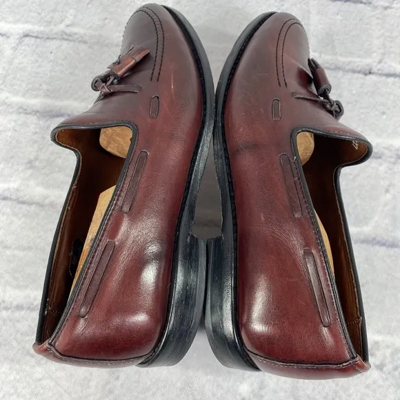 ALLEN EDMONDS Grayson Men's 10 D 8227 Merlot Burnished Calf Tassel Dress Loafers