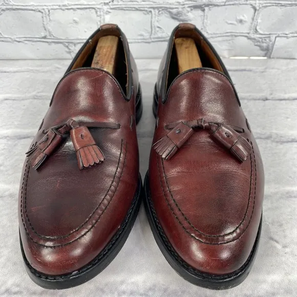 ALLEN EDMONDS Grayson Men's 10 D 8227 Merlot Burnished Calf Tassel Dress Loafers
