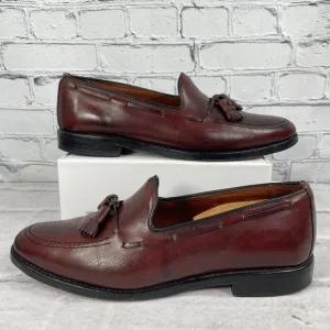 ALLEN EDMONDS Grayson Men's 10 D 8227 Merlot Burnished Calf Tassel Dress Loafers