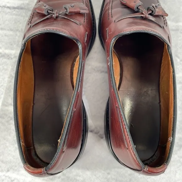 ALLEN EDMONDS Grayson Men's 10 D 8227 Merlot Burnished Calf Tassel Dress Loafers